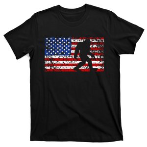 American USA Flag Bigfoot Sasquatch Patriotic 4th of July T-Shirt