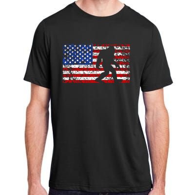 American USA Flag Bigfoot Sasquatch Patriotic 4th of July Adult ChromaSoft Performance T-Shirt