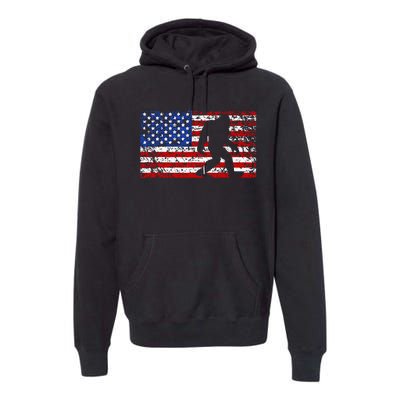 American USA Flag Bigfoot Sasquatch Patriotic 4th of July Premium Hoodie