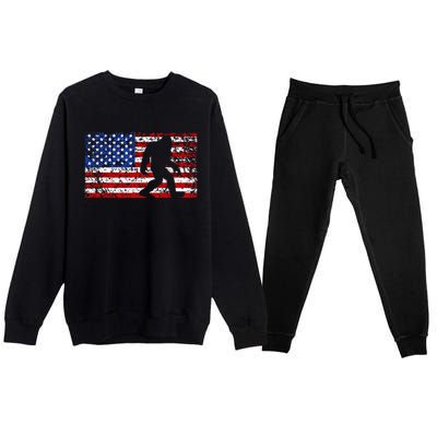 American USA Flag Bigfoot Sasquatch Patriotic 4th of July Premium Crewneck Sweatsuit Set