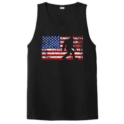 American USA Flag Bigfoot Sasquatch Patriotic 4th of July PosiCharge Competitor Tank