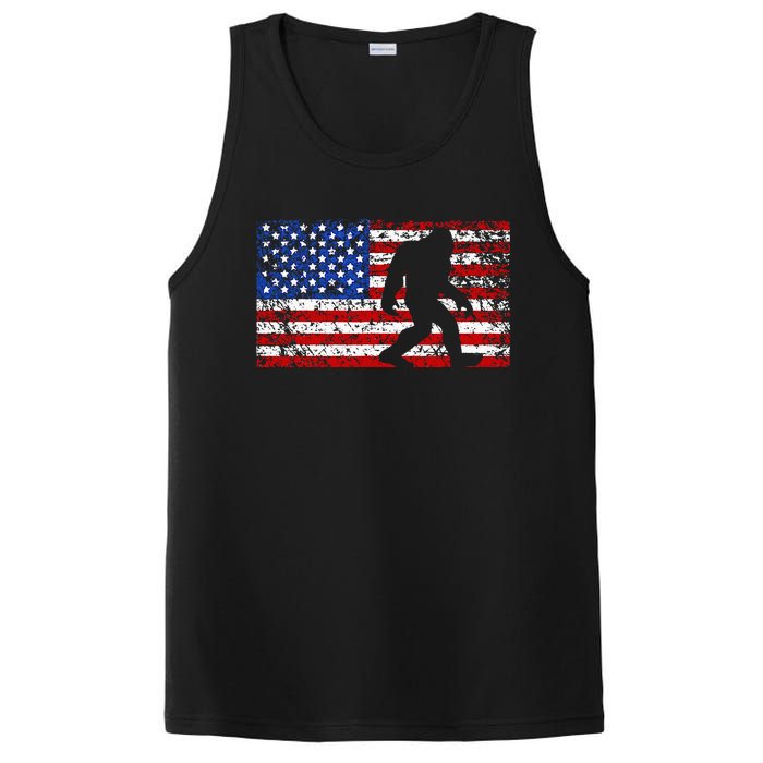 American USA Flag Bigfoot Sasquatch Patriotic 4th of July PosiCharge Competitor Tank