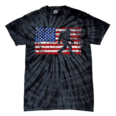 American USA Flag Bigfoot Sasquatch Patriotic 4th of July Tie-Dye T-Shirt