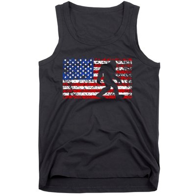 American USA Flag Bigfoot Sasquatch Patriotic 4th of July Tank Top