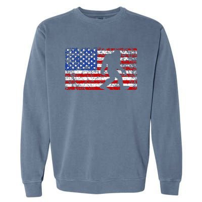 American USA Flag Bigfoot Sasquatch Patriotic 4th of July Garment-Dyed Sweatshirt