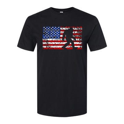 American USA Flag Bigfoot Sasquatch Patriotic 4th of July Softstyle® CVC T-Shirt