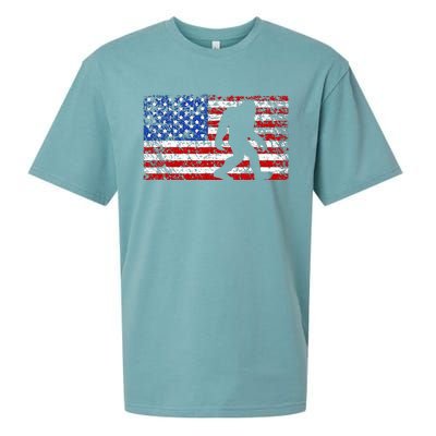 American USA Flag Bigfoot Sasquatch Patriotic 4th of July Sueded Cloud Jersey T-Shirt