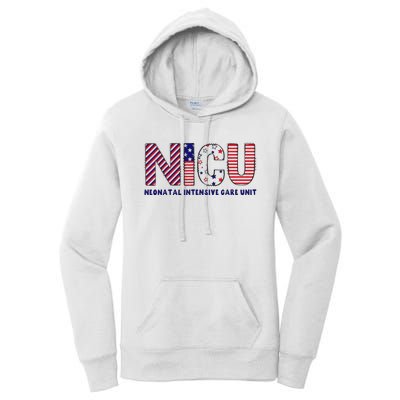 American USA Flag NICU Nurse 4th Of July Funny Nurse Life Women's Pullover Hoodie