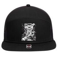 Alien UFO Funny Cat Selfie 7 Panel Mesh Trucker Snapback Hat