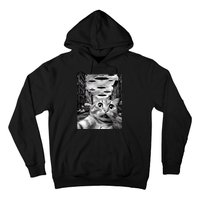 Alien UFO Funny Cat Selfie Hoodie