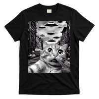 Alien UFO Funny Cat Selfie T-Shirt