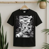 Alien UFO Funny Cat Selfie T-Shirt