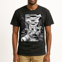 Alien UFO Funny Cat Selfie Tall T-Shirt