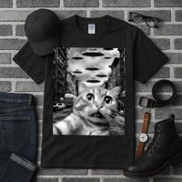 Alien UFO Funny Cat Selfie Tall T-Shirt