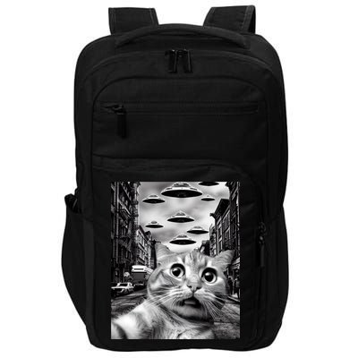 Alien UFO Funny Cat Selfie Impact Tech Backpack