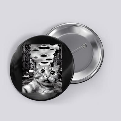 Alien UFO Funny Cat Selfie Button