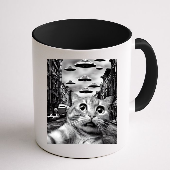 Alien UFO Funny Cat Selfie Mug