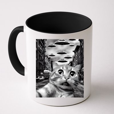 Alien UFO Funny Cat Selfie Mug