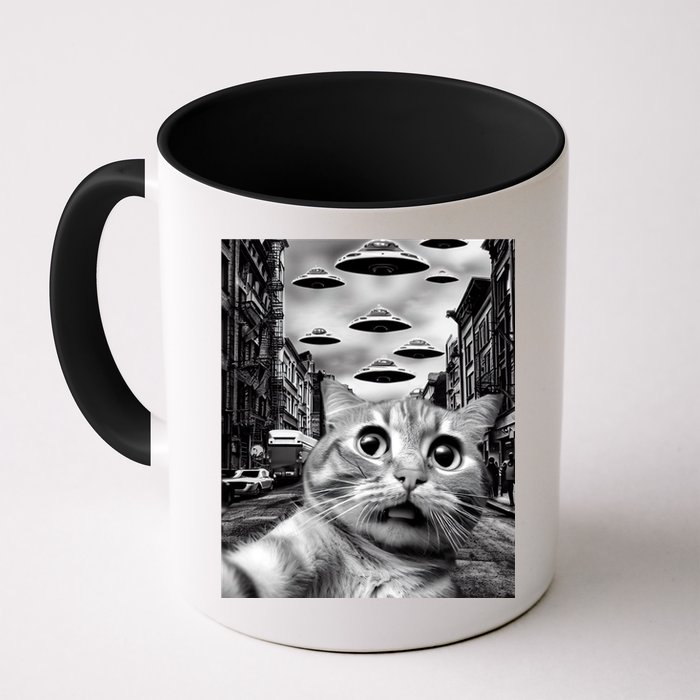 Alien UFO Funny Cat Selfie Mug