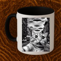 Alien UFO Funny Cat Selfie Mug