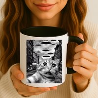 Alien UFO Funny Cat Selfie Mug