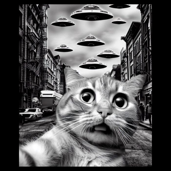 Alien UFO Funny Cat Selfie Mug