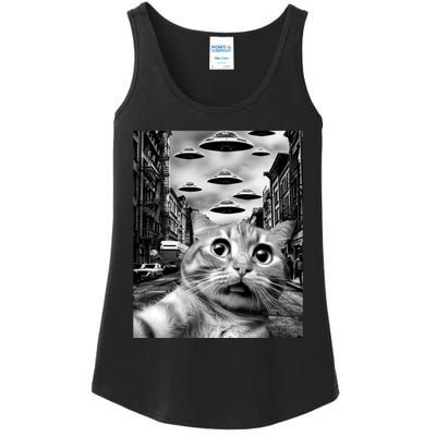 Alien UFO Funny Cat Selfie Ladies Essential Tank