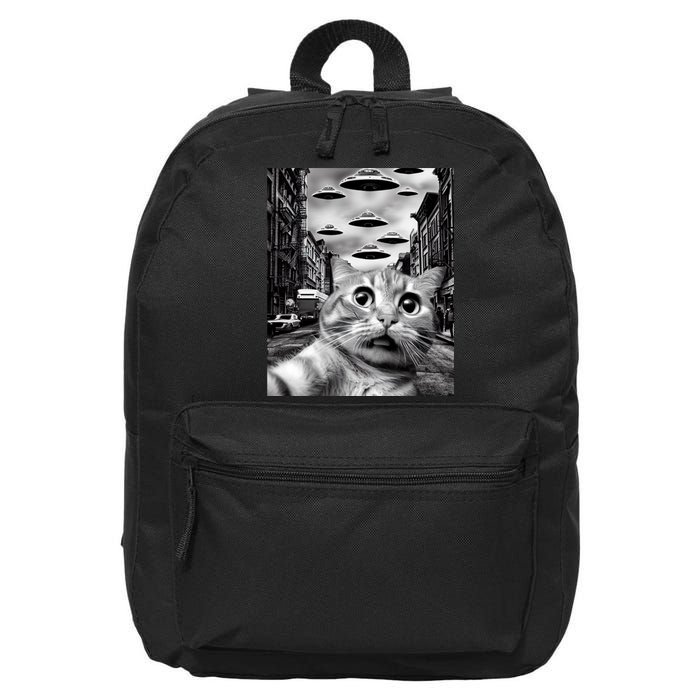 Alien UFO Funny Cat Selfie 16 in Basic Backpack