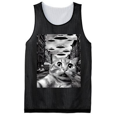 Alien UFO Funny Cat Selfie Mesh Reversible Basketball Jersey Tank