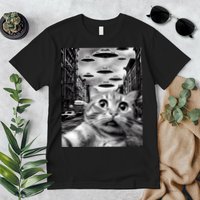 Alien UFO Funny Cat Selfie Premium T-Shirt