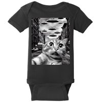 Alien UFO Funny Cat Selfie Baby Bodysuit