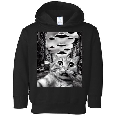 Alien UFO Funny Cat Selfie Toddler Hoodie