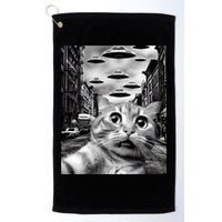 Alien UFO Funny Cat Selfie Golf Towel