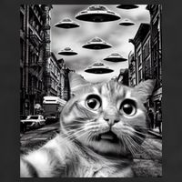 Alien UFO Funny Cat Selfie Golf Towel