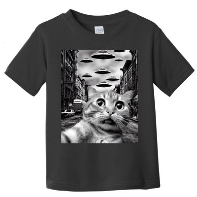 Alien UFO Funny Cat Selfie Toddler T-Shirt