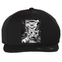 Alien UFO Funny Cat Selfie Wool Snapback Cap
