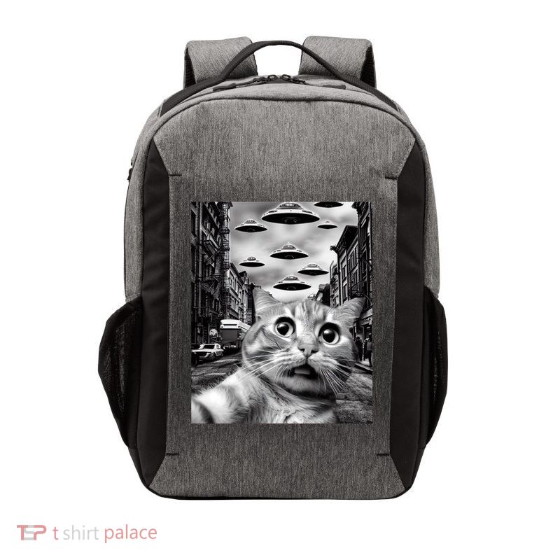 Alien UFO Funny Cat Selfie Vector Backpack