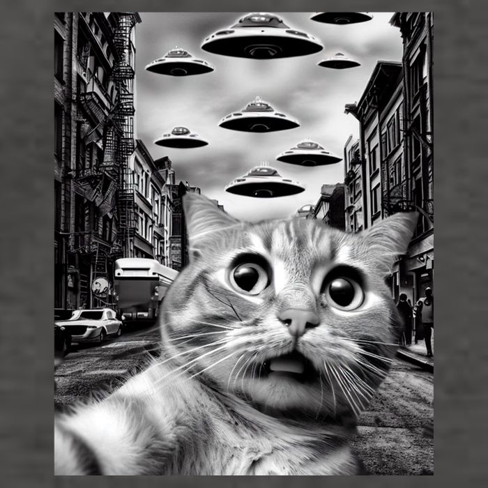 Alien UFO Funny Cat Selfie Vector Backpack