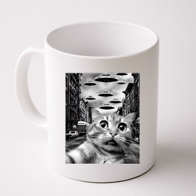 Alien UFO Funny Cat Selfie Coffee Mug