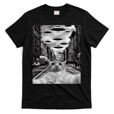 Alien UFO Funny Cat Selfie T-Shirt