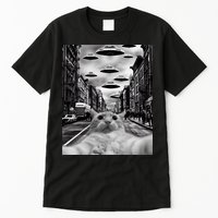 Alien UFO Funny Cat Selfie Tall T-Shirt