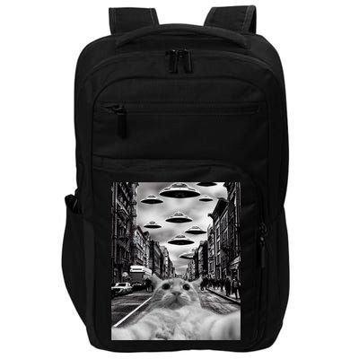 Alien UFO Funny Cat Selfie Impact Tech Backpack