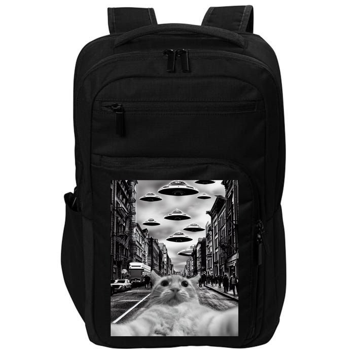 Alien UFO Funny Cat Selfie Impact Tech Backpack