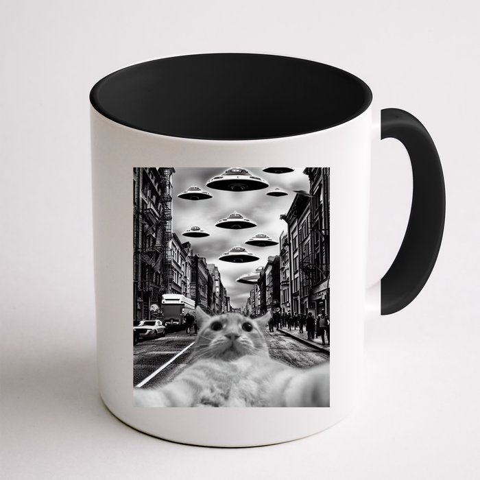 Alien UFO Funny Cat Selfie Mug