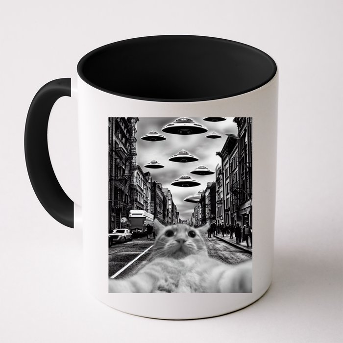 Alien UFO Funny Cat Selfie Mug