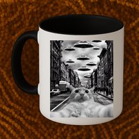 Alien UFO Funny Cat Selfie Mug
