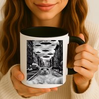 Alien UFO Funny Cat Selfie Mug