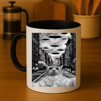 Alien UFO Funny Cat Selfie Mug