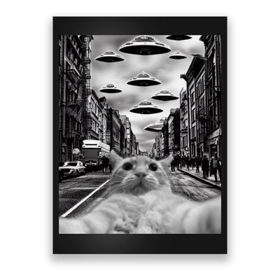 Alien UFO Funny Cat Selfie Poster