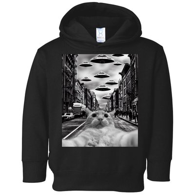 Alien UFO Funny Cat Selfie Toddler Hoodie